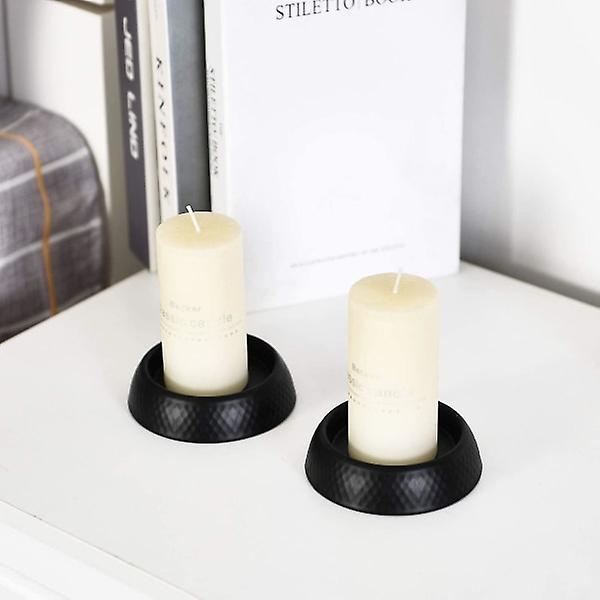 Candle Tray Decorative Iron Pillar Candlesticks - 2 Pcs Hy