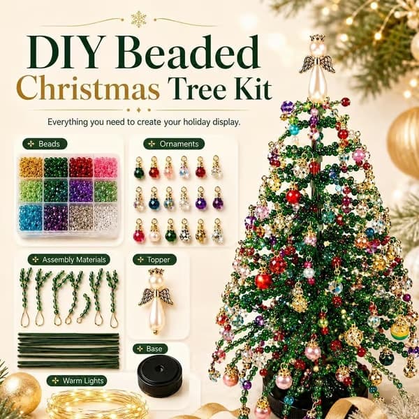 DIY Perle Juletræ - Håndlavet Julepynt til Hjemmet, 2 stk BD, Mini Bordplade DIY Perle Juletræ Sæt, Skab Dit Eget B