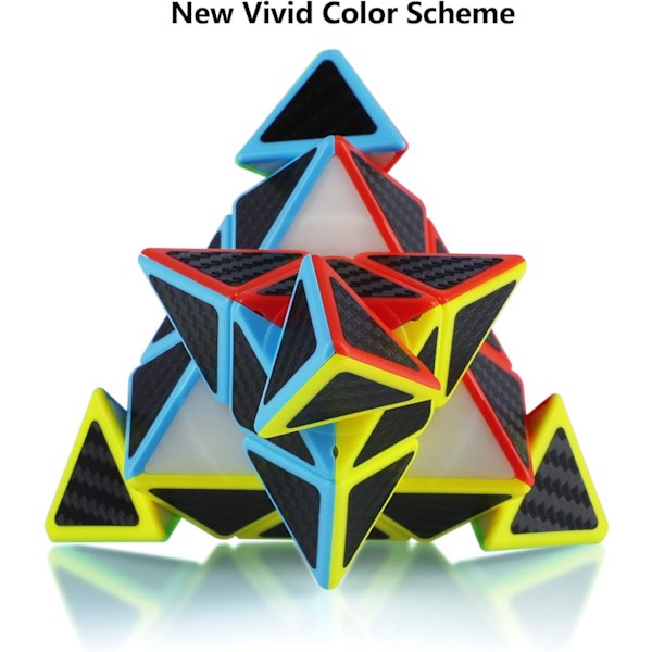 3x3 3x3x3 Pyramide Cube Glat Hastighed Pyraminx Magisk Terning 3D Puslespil Hjerne Teaser Strømpe Fyldstof til Børn og Voksne Carbon Fiber