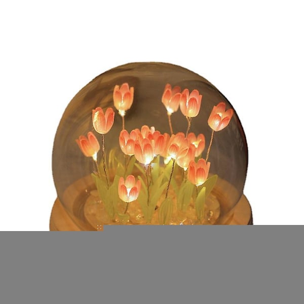 Kreativ Håndlaget LED Tulip Nattlys Skrivebordsdekorasjon Ornamenter Ambient Lys DIY Tulip Nattlys Dekorlys Purple