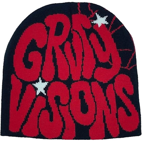 Beanie Hat Intage Elastisk Vinter Strikhue Vinter Varm Jacquard Hat Beanie Hat Y2K Beanie Web Hat Skullies Beanie Web Beanie Hat Baggy -Vin