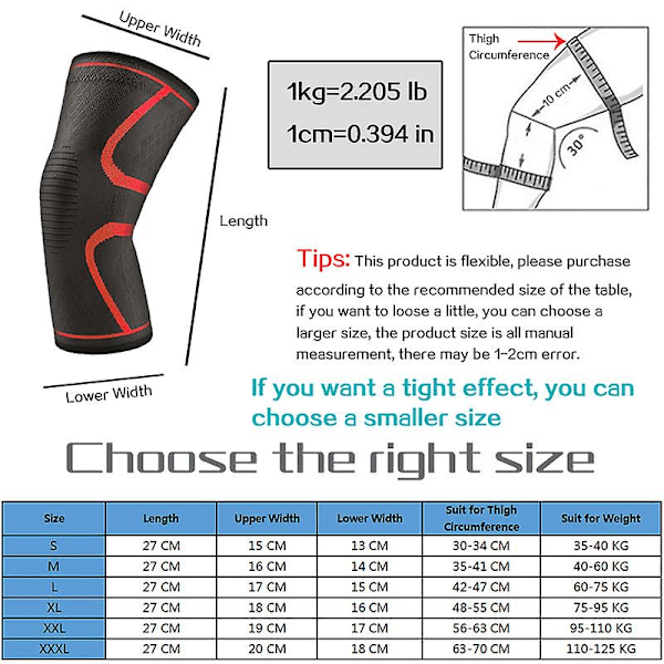 1/2 stk. knæstøtte til gigtled Nylon Sports Fitness Kompressionsærmer Knæbeskyttere Løbebeskyttelse 2 pieces red M
