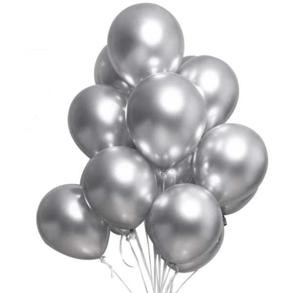 Silverballonger - Ballonger Silver Party Party Latex Metallic 25 delar, Ballonger för födelsedag, bröllop, dop, festdekoration Silvergrå