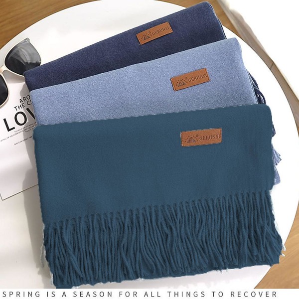 Damhalsduk Filt Scarf Dam Cashmere Feel Cashmere Sjal Hole blue