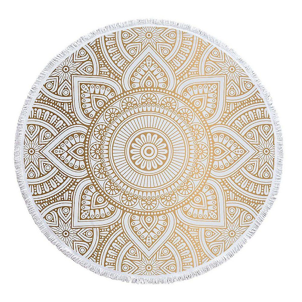 Rundt Mikrofiber Mandala Strandhåndkle Hippie Boho Strandhåndkle Med Dusker Overdimensjonert Omslag Teppe Tr