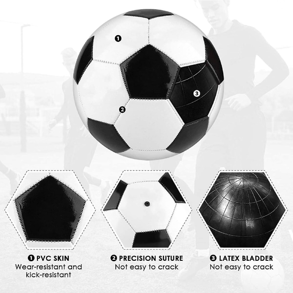 Fotballtreningsballer, størrelse 5, svart og hvit fotball, innendørs og utendørs