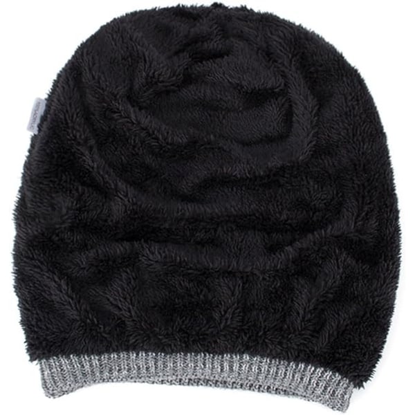 Vintermössa för Män Varm Stickad Lång Slouch Skull Cap Termisk med Mjukt (Khaki)