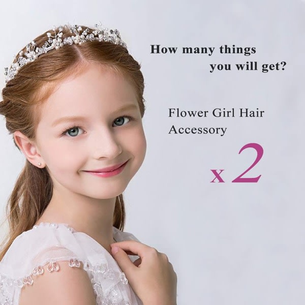 Flower Girl Hårtilbehør, 2-Pack Princess Wedding Hair Access