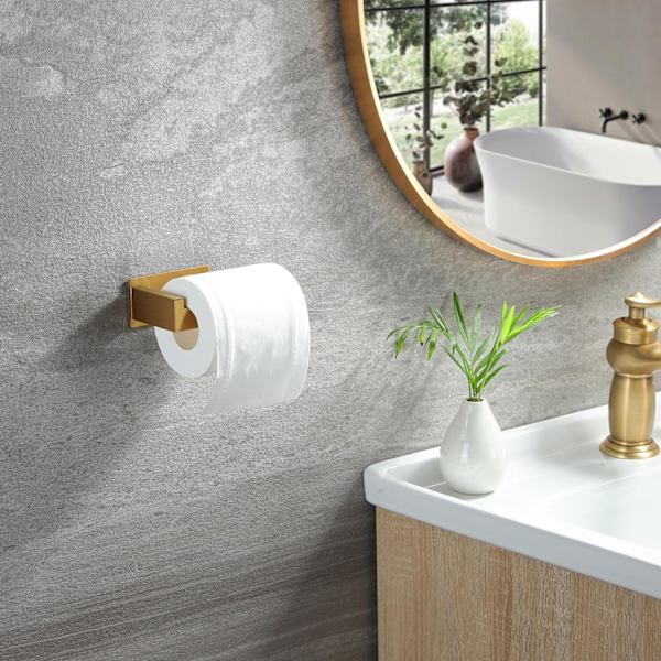 Selvklebende toalettpapirholder - Gull toalettpapirholder Stick on Wall Roll Holder, Rustfritt stål papirholder for bad