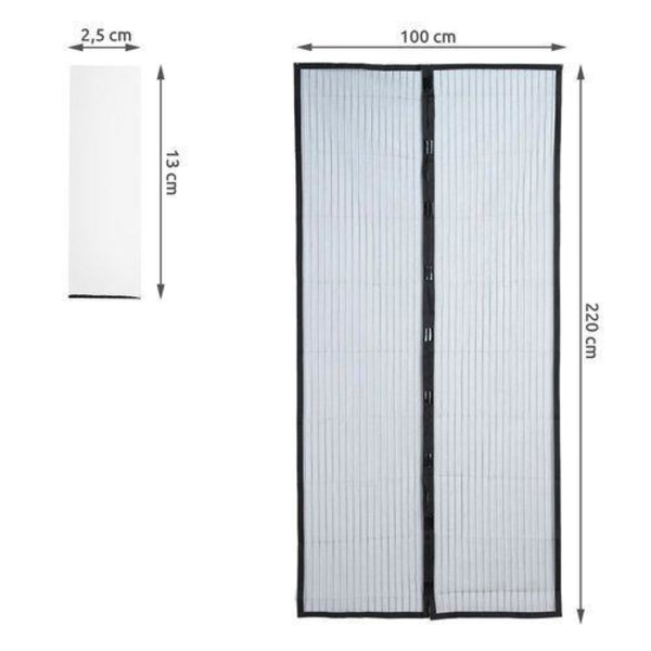 Insektsnät dörr 80/90/100 Bredd x 210/220 cm Magnetisk Myggnät Svart