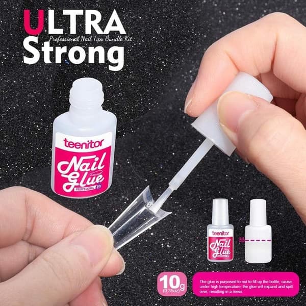 500-pack nageltippar, fransk akrylnagelset, kistformad halvtäckning