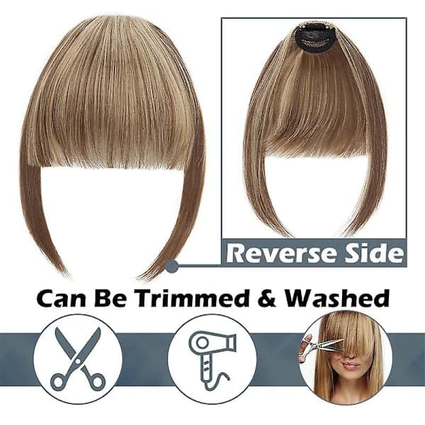 Clip In Hår Bangs Extensions Fransk Hår Bangs Stilig Hår Bangs Hårdeler lysebrun lysebrun 28cm lightbrown
