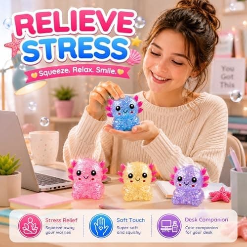 Glittrig Axolotl Squishy Leksak, Squishy Leksaker, Långsamt Resande Squishy Blue