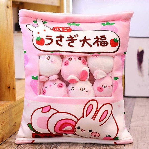 Sød Snack Pude Kanin Plys Pude, Kawaii Kanin Pudding Pude med Kanin Dukker, Aftagelige Fyldte Dyr Legetøj Kreativ Gi Gave til Børn 8 Strawberry Bunnies -
