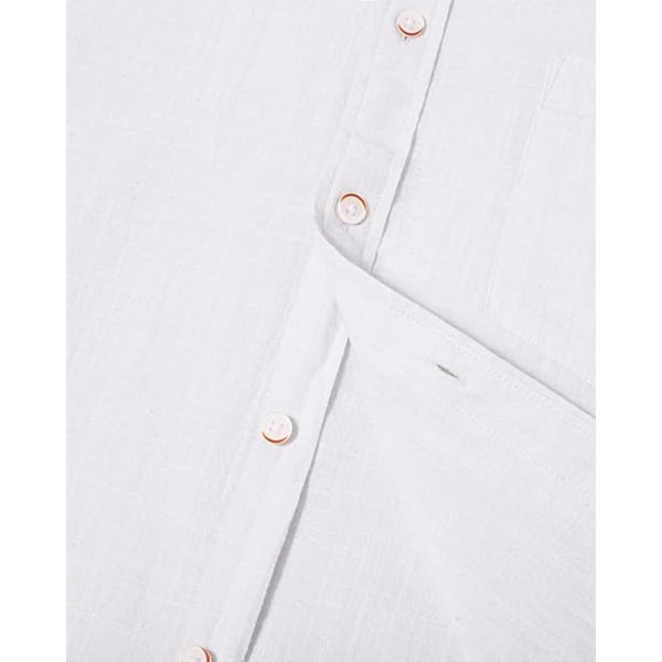 Kortermet linskjorte for menn Normal passform, sommerstrandskjorte med lomme (størrelse: M)