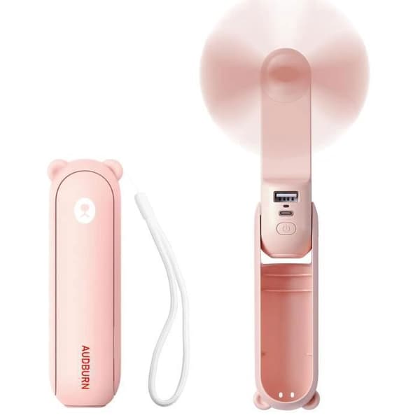 Bærbar Vifte - AUDBURN - 3 i 1 - USB Oppladbar - Hvit - Kompakt