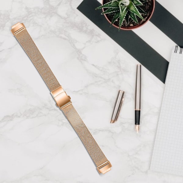 For Fitbit Inspire 3 Remmebånd i rustfritt stål Milanese - Justerbar klokkeband med spenne - Gull Rose Gold