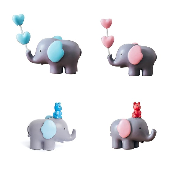 Kagetopper med babyelefant, perlekugler og kronkagevalg, dekoration minikugler Topper til elefanttema Baby shower-fødselsdagsfestartikler Blue mouse