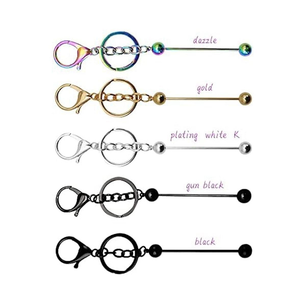 5 st Beadable Keychain Bar Blank Keychain Hummerklo Klämma Keychain För Diy Smycken Hantverk Ryggsäck Dekor