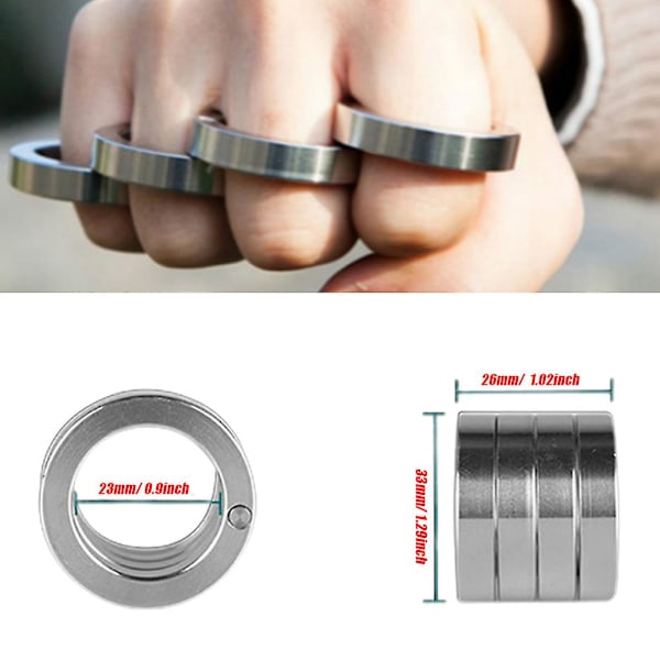 Rostfritt stål roterbar hopfällbar ring, fyr-finger spänne ring för män kvinnor