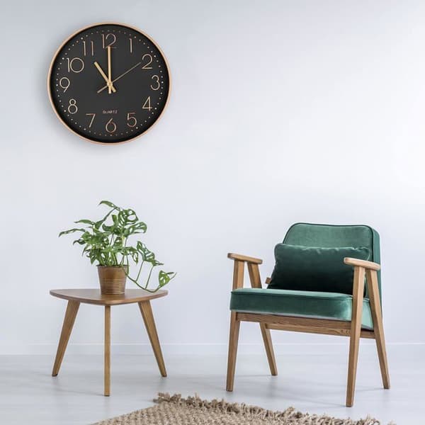 Väggklocka - HANDEIU - Tyst modell - 25 cm - Roséguld - Modern design