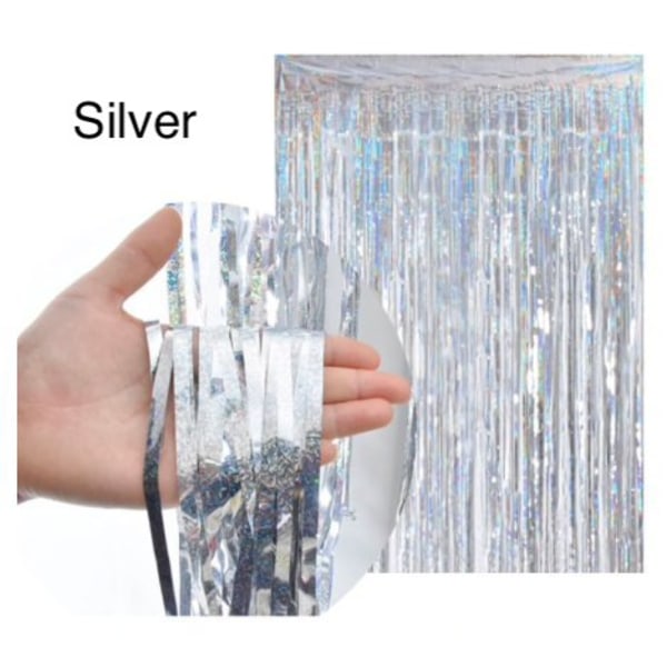 Glitter gardin, dørgardin - 2m*1m - Silver