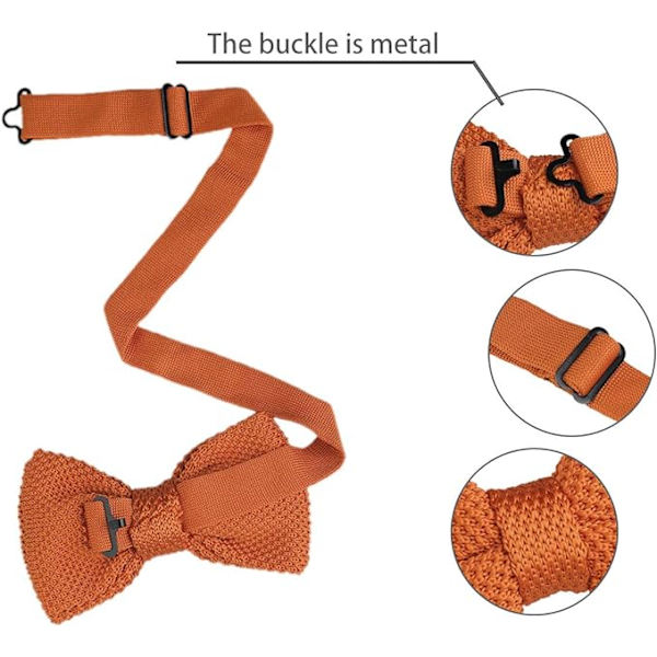Förknuten fluga för män kvinnor stickad fluga enfärgad stickad fluga justerbar (orange)