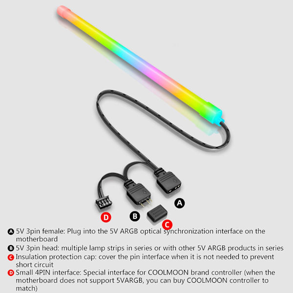 Pc Computer Til Sag Til Lysbjælke 5v 3pin 4pin Header Led Strip Lys Understøtter Aura