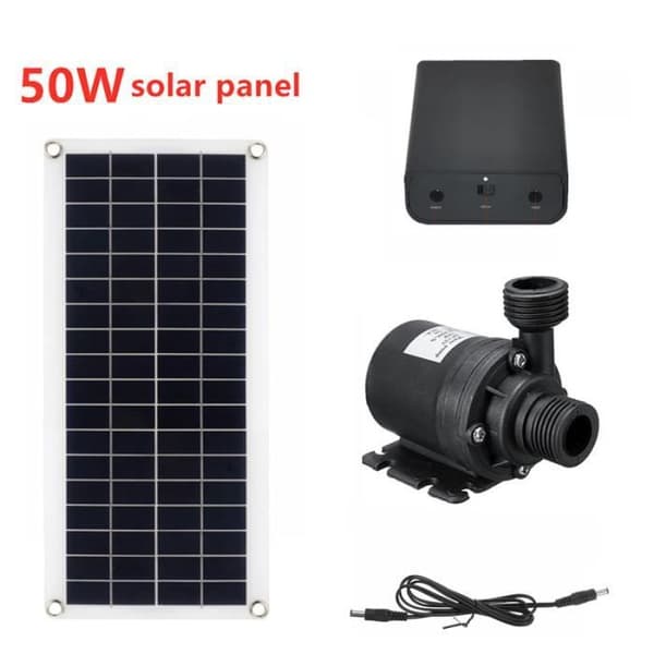 800 L/t 50W Børsteløs Solarpumpe + 43×20 cm Panel – Ultra-Stille, 5 m Løftehøjde, til Havnedamfontæne