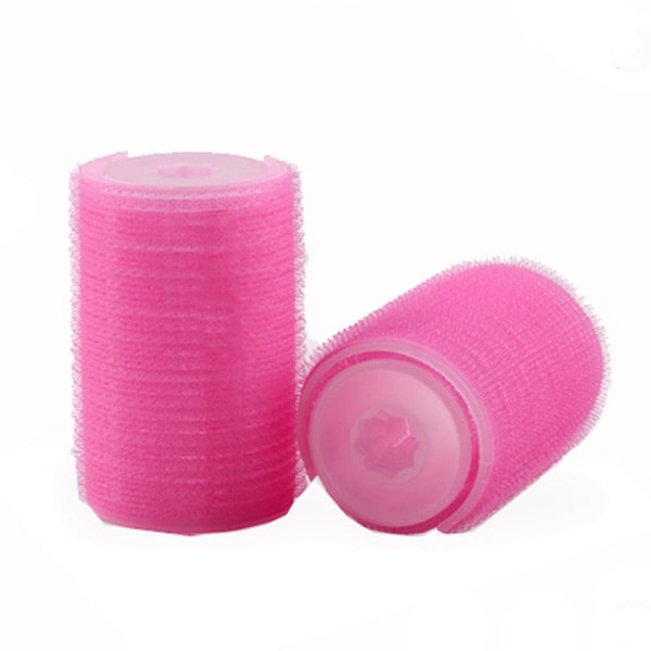 2 st dubbellagers locktångsrullar för hårstyling, rosa