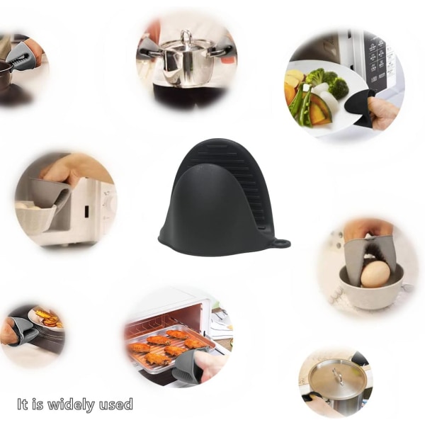 Ovnshanske Tykk silikon gryteholder Mini-ovnsvotter Varmebestandige klemdeksler for baking, matlaging, grilling (svart)