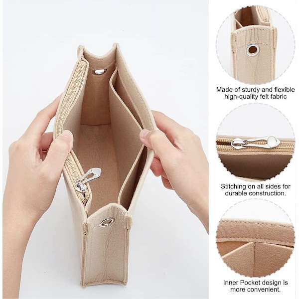 2 st Filtinsats Organizer för Handväska Multi Pocket Handväska Tote Shaper Toalettväska Fickor Insats Avdelare Organizer Väska i Väska Dragkedja Insats Väska Foder Fodral m