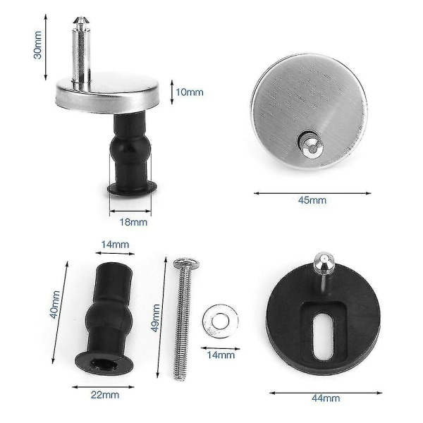 1 Pair Top Fix Wc Toilet Seat Hinge Fittings Quick Release Hinges Screw Kit Fast