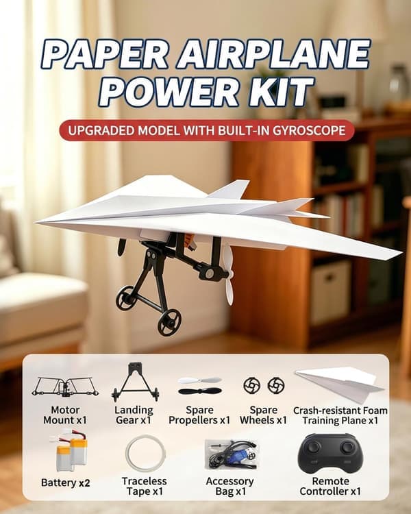 RC Pappersflygplan Motorkit DIY Modellflygplan Startkit med Gyrostabilisator Dubbla Propellrar Vikbar Elektrisk Fjärrkontroll w/ Plane B