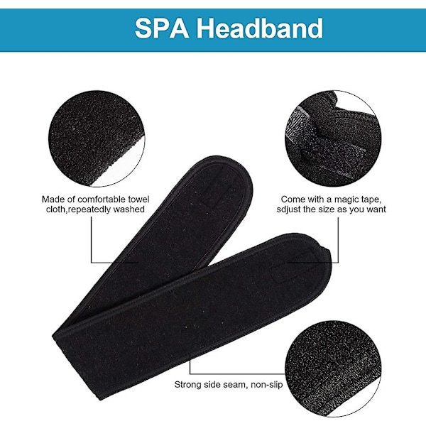 Spa-pannband för ansiktsbehandling, sminkborttagning, handduk i frotté, justerbar handduk för ansiktet