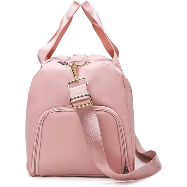 Sports Gym Bag med våd lomme og skorum, vandtæt tør våd adskilt Gym Bags, rejseholdall Duffel taske til mænd og kvinder (Pink)
