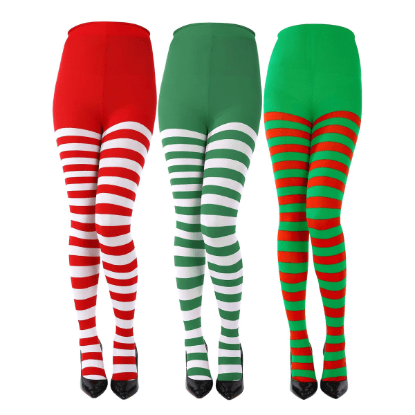 3 paria jouluraidalliset sukkahousut täyspitkät sukkahousut reisikorkeat sukat jouluksi Halloween-asutarvike