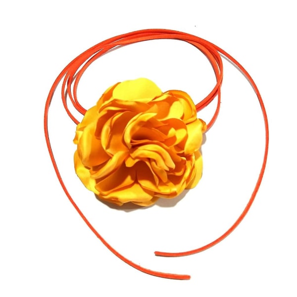 Big Rose Flower kravebenskæde enkel justerbar klud halskæde kvinder Choker Orange