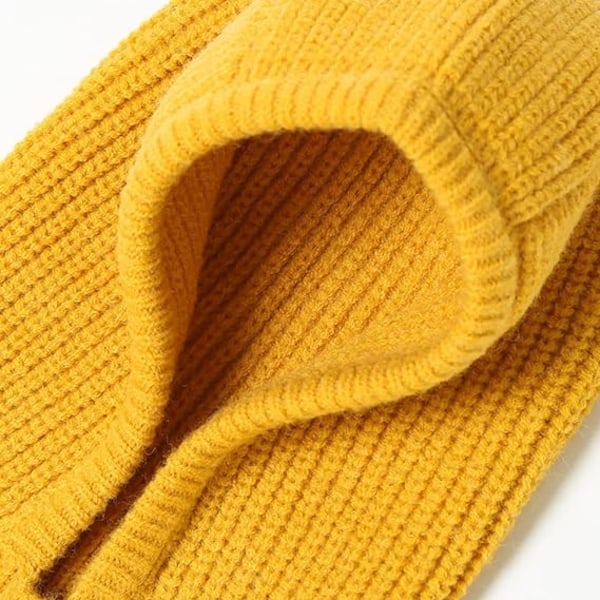 Balaclava Stickad Pullover-Mössa Vinter Varm Huva Halsduk Beanie Hatt för Kvinnor Män (Svart)