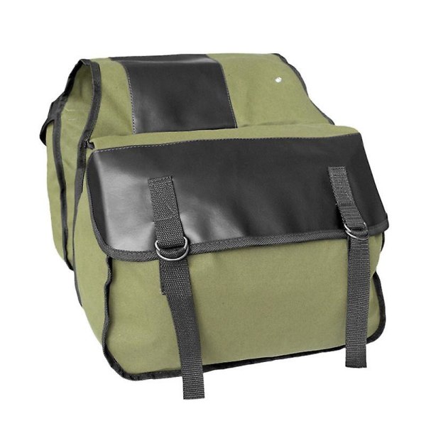 Canvas+läder MTB Cykelväska Pack Utomhus Reseförvaringsväska Cykel Rack Bag-Army Green