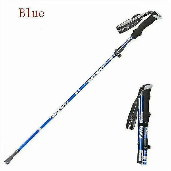 5-delt sammenleggbar turstav, gåstav vandring antishock - blue 95-110cm