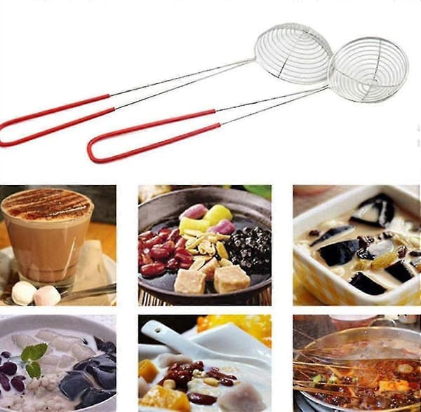 Fondue-siivilä ruostumatonta terästä, keittiösiivilä kahvoilla, hienosilmäinen