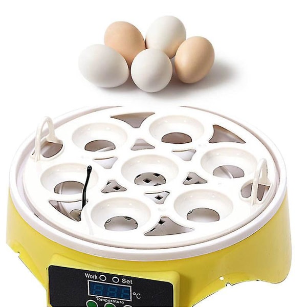 Automatisk fjerkræ 7 stk Æg Rugemaskine Temperaturkontrol Fjerkræ Fugl Kyllingeklækker - europæisk stik