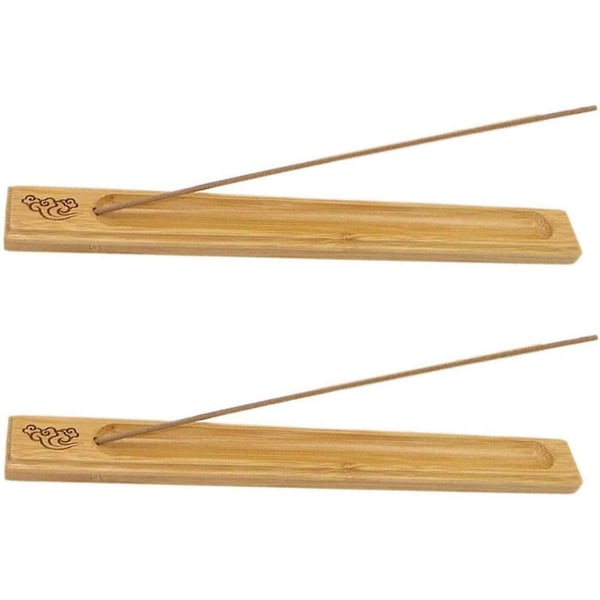 2 delar Bambu trä rökelsehållare rökelse brännare med askfångare, trä färg Crday present