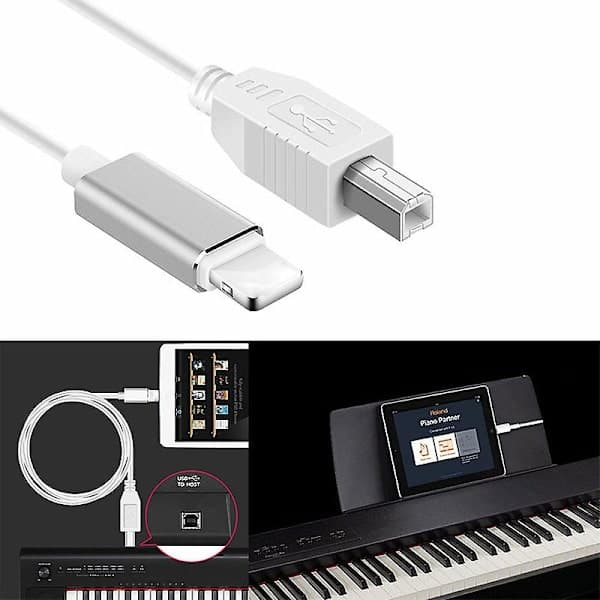 Lightning-Type-B Midi-kosketinsoitinkonvertteri USB 2.0 -kaapeli iPhone 7 8 X iPadille