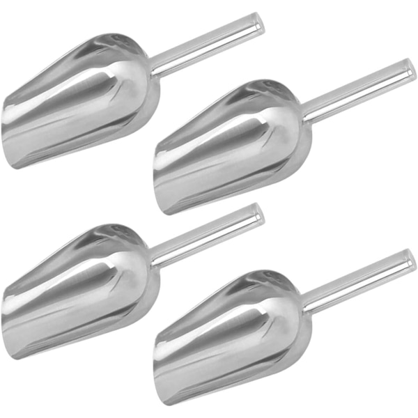 4 stk rustfrie stålis-isskjeer, liten matserveringsskje for kjøkken, bar, bursdagsfest, bryllup og buffet, sølv, 19 cm