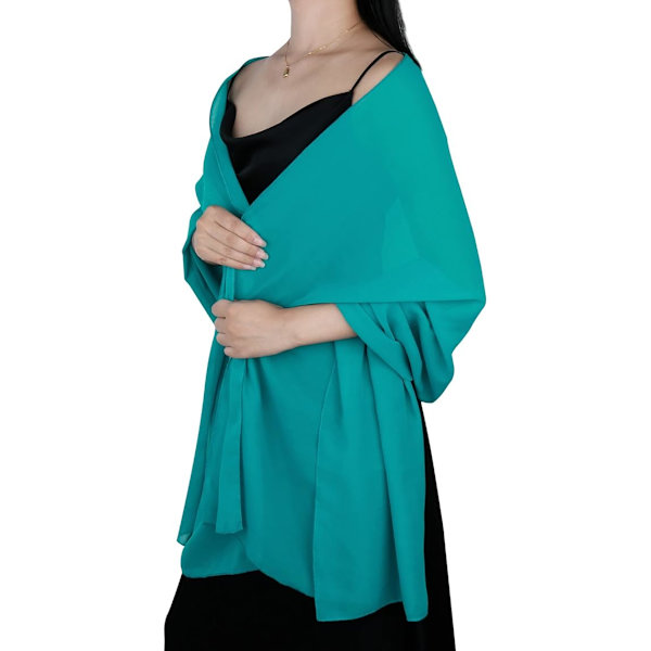Gennemsigtige bløde chiffon tørklæder og omslag til kvinder af Ladies, lette brudekjoler til aftenfest, tørklæde til brud (smaragdgrøn)