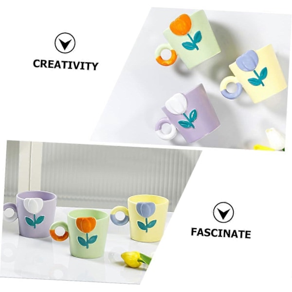 Kopp Keramisk Krus Tulipankrus Kaffekrus Stort Kaffekrus Tulipankaffekrus Keramisk Drikkekrus Gjenbrukbar Latte Krus for Kaffe Keramisk Vannkrus Bærbar