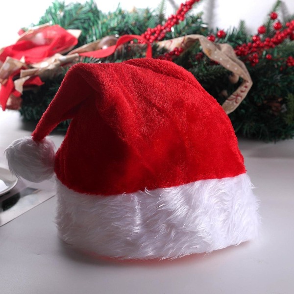 Led-jouluhattu - hehkuva joulupukin hattu, joululomahattu aikuisille, unisex pehmoiset mukavat jouluhatut