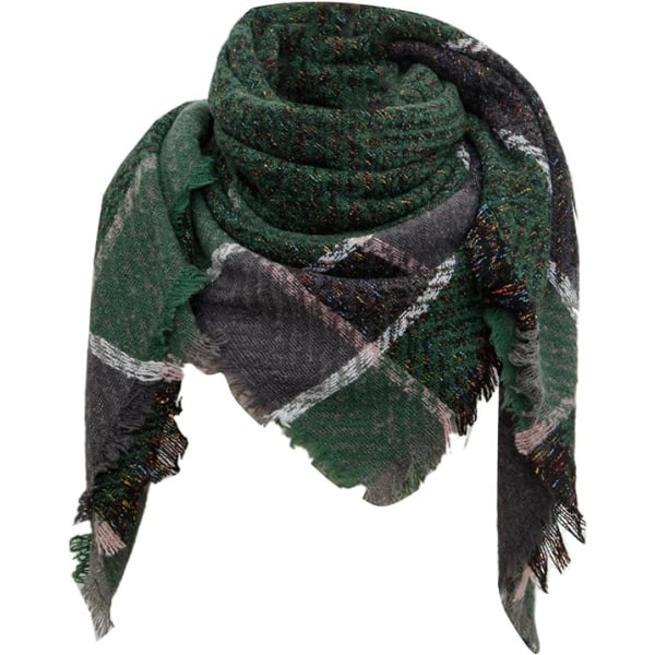 Dames Efterår Vinter Sjal Klassisk Tassel Plaid Sjal Varmt Blødt Chunky Stort Tæppe Wrap Shawl Sjal Cirkel Sjal (Grøn)